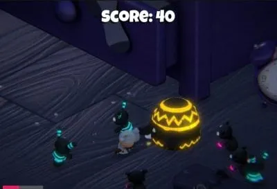 Nightmare gameplay: the player surrounded by enemies in a toy-strewn bedroom